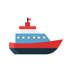 Boat Or Ship In Vector Flat Design On White