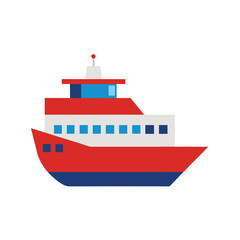 Boat Or Ship In Vector Flat Design On White