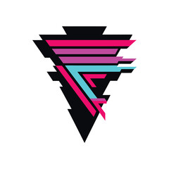 Abstract Glitch Element In Vector Style On White