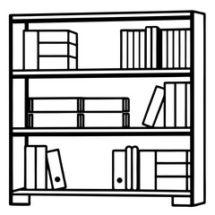 Vintage Wooden Bookshelf Illustration Vector