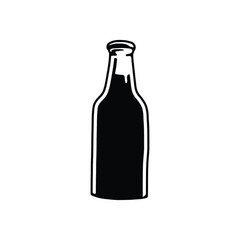 Flat Beer Bottle Graphic Silhouette, Cartoon Style Alcohol Icon
