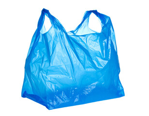 Blue plastic bag grocery shopping retail waste on transparent background
