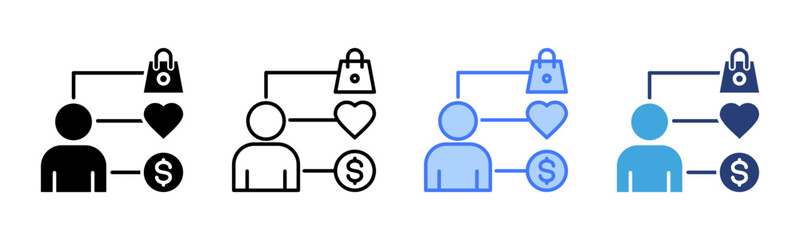 Consumer Behavior icon sheet multiple style collection