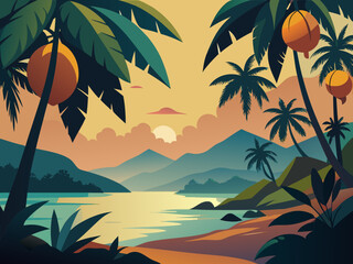 Tropical Mango Fruit Illustration