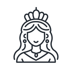 Princess or queen line icon. Isolated vector illustration