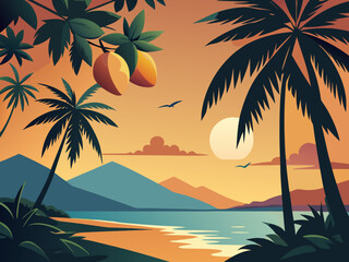 Tropical Mango Fruit Illustration