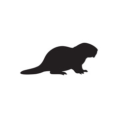 Beaver silhouette vector flat illustration design on white background