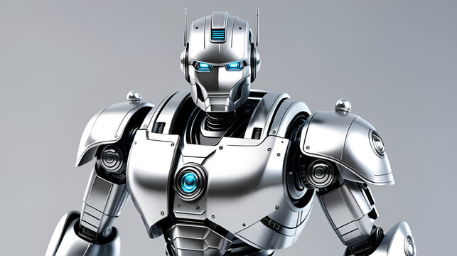 big  silver robot toy transparent