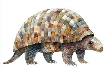 Fototapeta premium Pangolin wildlife animal with scales, a unique armored mammal in nature conservation efforts.