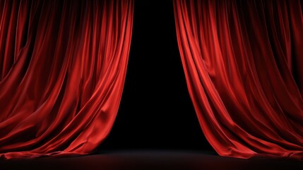 Red velvet theatre curtains stage backdrop