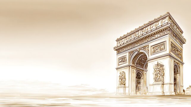 Triumph Arch Paris France Sepia toned