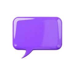A glossy, purple speech bubble with rounded corners, isolated on a white background.