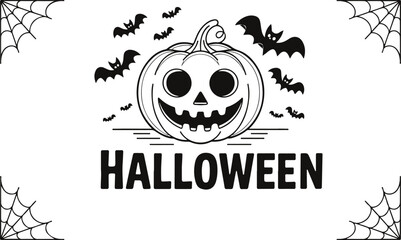 Halloween themed image with pumpkin and bats art