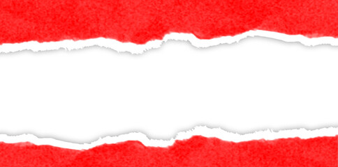 Realistic torn paper edge. Ripped red paper mockup isolated on transparent background. Piece of rip paper PNG. mockup template
