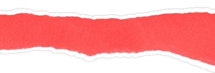 Realistic torn paper edge. Ripped red paper mockup isolated on transparent background. Piece of rip paper PNG. mockup template