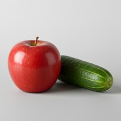 Tomato and cucumber on a white background