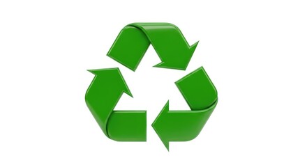 Obraz premium Green Arrows Cycle, Environmental Recycling Symbol on White Background, Concept 3D Render