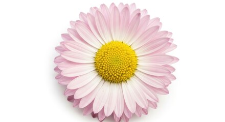 Fototapeta premium Isolated Marguerite Daisy Closeup of a Pale Pink Bloom with Yellow Center on White