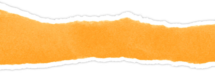 Realistic torn paper edge. Ripped Bright Orange paper mockup isolated on transparent background. Piece of rip paper PNG. mockup template