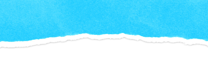 Realistic torn paper edge. Ripped Vivid Sky Blue paper mockup isolated on transparent background....