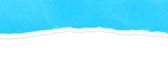 Realistic torn paper edge. Ripped Vivid Sky Blue paper mockup isolated on transparent background. Piece of rip paper PNG. mockup template