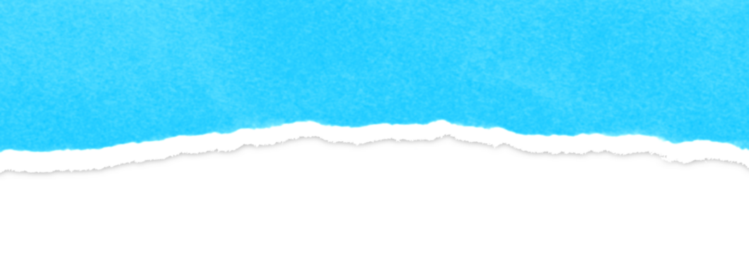 Realistic torn paper edge. Ripped Vivid Sky Blue paper mockup isolated on transparent background. Piece of rip paper PNG. mockup template