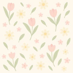 seamless pattern with pink flowers