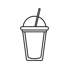 smoothie cup outline vector with white background