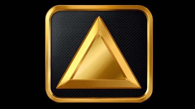 Gold triangle icon on black background