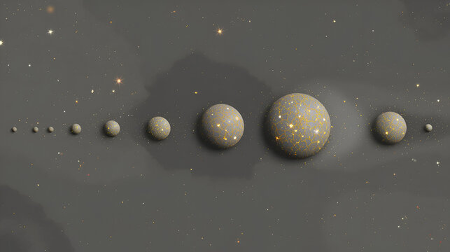 Vector illustration of the Amalthea group, also known as Inner moons of Jupiter, and ist four small moons, Thebe, Amalthea, Adrastea and Metis, and its relative sizes and positions.