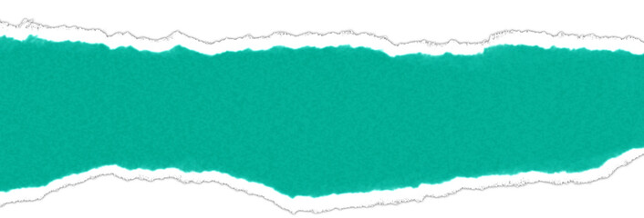 Realistic torn paper edge. Ripped Bright Teal paper mockup isolated on transparent background....