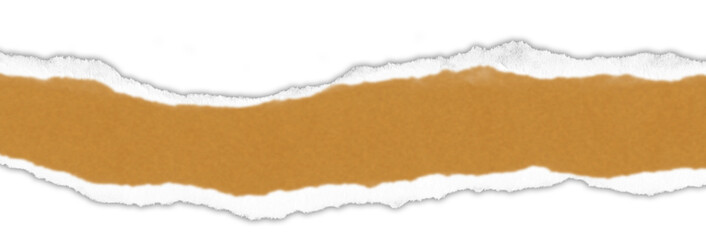 Realistic torn paper edge. Ripped Golden Brown paper mockup isolated on transparent background. Piece of rip paper PNG. mockup template