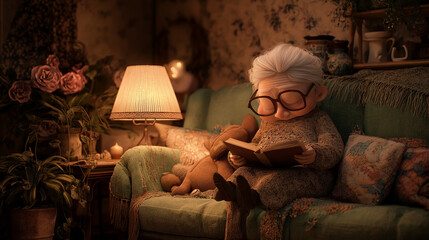 old woman reading a book