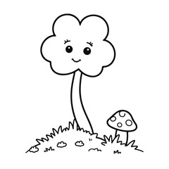Hand-Drawn Black and White Floral Coloring Page – Vector Line Art Illustration for Kids and Adults

