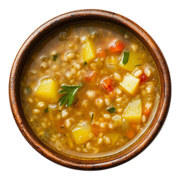Chairo andean or barley and potato soup isolated on transparent background