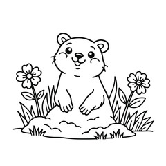 Hand-Drawn Black and White Floral Coloring Page – Vector Line Art Illustration for Kids and Adults

