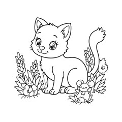 Hand-Drawn Black and White Floral Coloring Page – Vector Line Art Illustration for Kids and Adults

