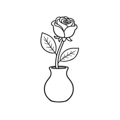 Hand-Drawn Black and White Floral Coloring Page – Vector Line Art Illustration for Kids and Adults

