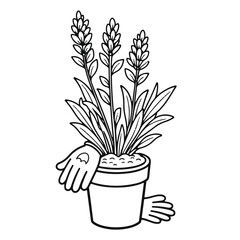 Hand-Drawn Black and White Floral Coloring Page – Vector Line Art Illustration for Kids and Adults

