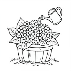 Hand-Drawn Black and White Floral Coloring Page – Vector Line Art Illustration for Kids and Adults

