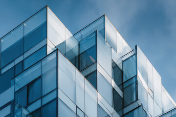 contemporary architectural facades featuring striking geometric shapes against clean background