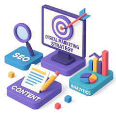 SEO Optimization, web analytics and seo marketing social media concept