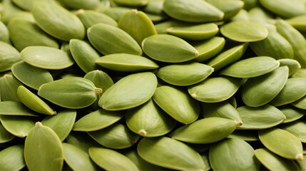 Close up on raw hulled pumpkin seeds