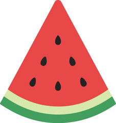 Flat color icon of watermelon slice isolated on transparent background – perfect for summer poster or tropical theme UI