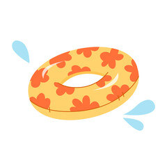 Cute Lifebuoy for swimming pool or sea vector flat cartoon illustration isolated on white. Swimming pool circle toy.