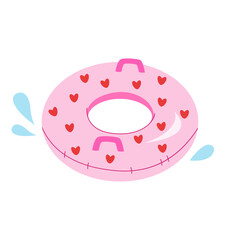 Inflatable Swimming Circle With Heart Print. Inflatable pool toy.