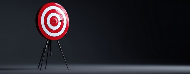 The target symbolizing goal achievement and strategic success in a dark setting.