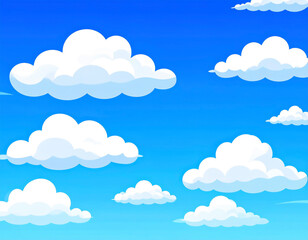 Minimal Summer Sky and Sea of Clouds Illustration