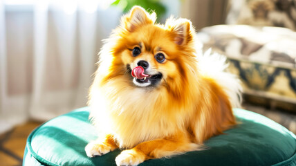 pomeranian dog lying on the floor