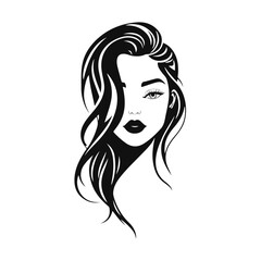 Elegant woman silhouette, female vector, beauty salon logo, lady face outline, stylish girl head design	
